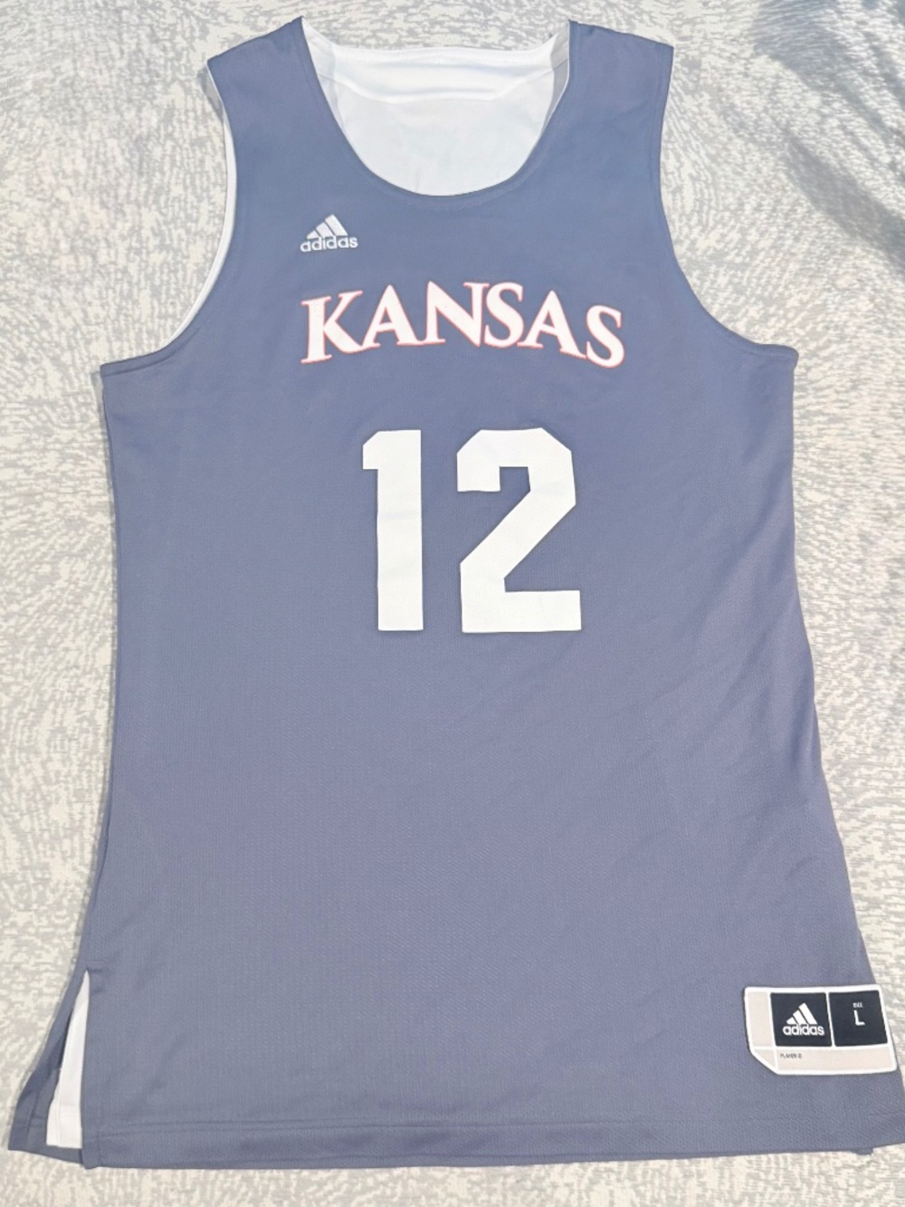 Adidas Kansas Jayhawks Reversible Basketball Practice Jersey #12 - Large
